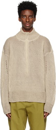 ROA Beige Half-Zip Sweater