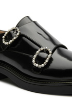 Stuart Weitzman Leighton Embellished Leather Monk Strap Shoes Black