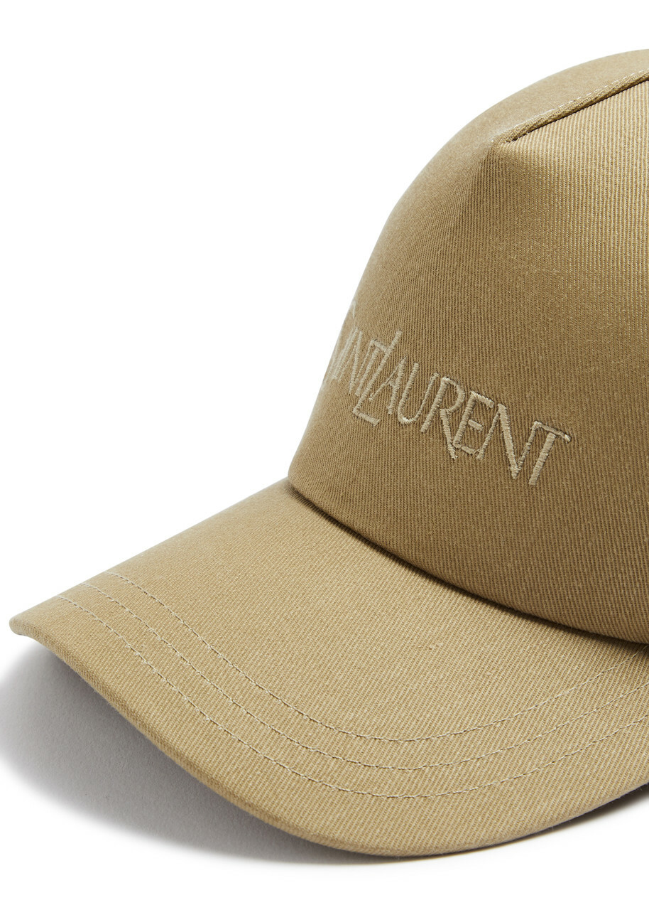 Saint Laurent Logo-embroidered Cotton-blend cap Beige