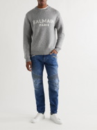 BALMAIN - Logo-Intarsia Merino Wool Sweater - Gray