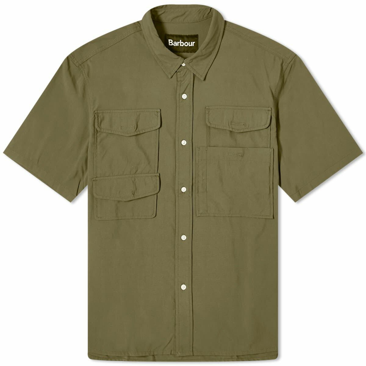 Photo: Barbour Men's Lisle Safari Short Sleeve Shirt in Mid Olive
