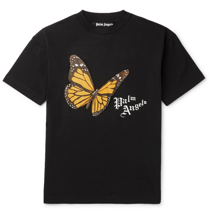 Photo: Palm Angels - Printed Cotton-Jersey T-Shirt - Black