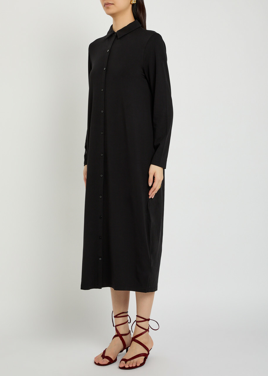 Eileen Fisher Stretch-jersey Midi Shirt Dress Black