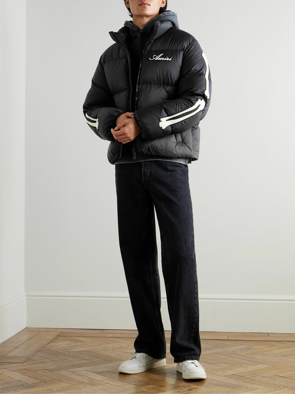 AMIRI - Bones Appliquéd Quilted Shell Down Jacket - Black