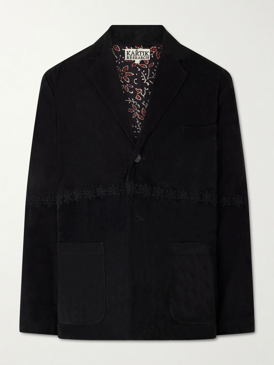 Kartik Research - Embroidered Suede Blazer - Black