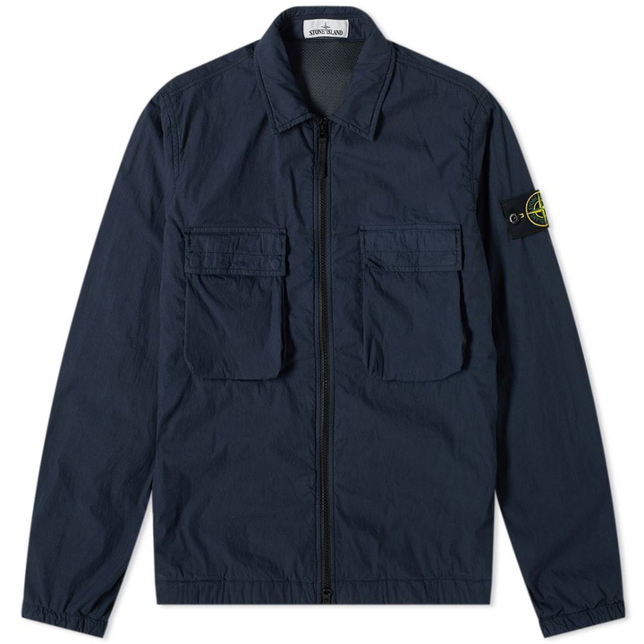 Photo: Stone Island Brushed Cotton Garment Dyed Zip Overshirt