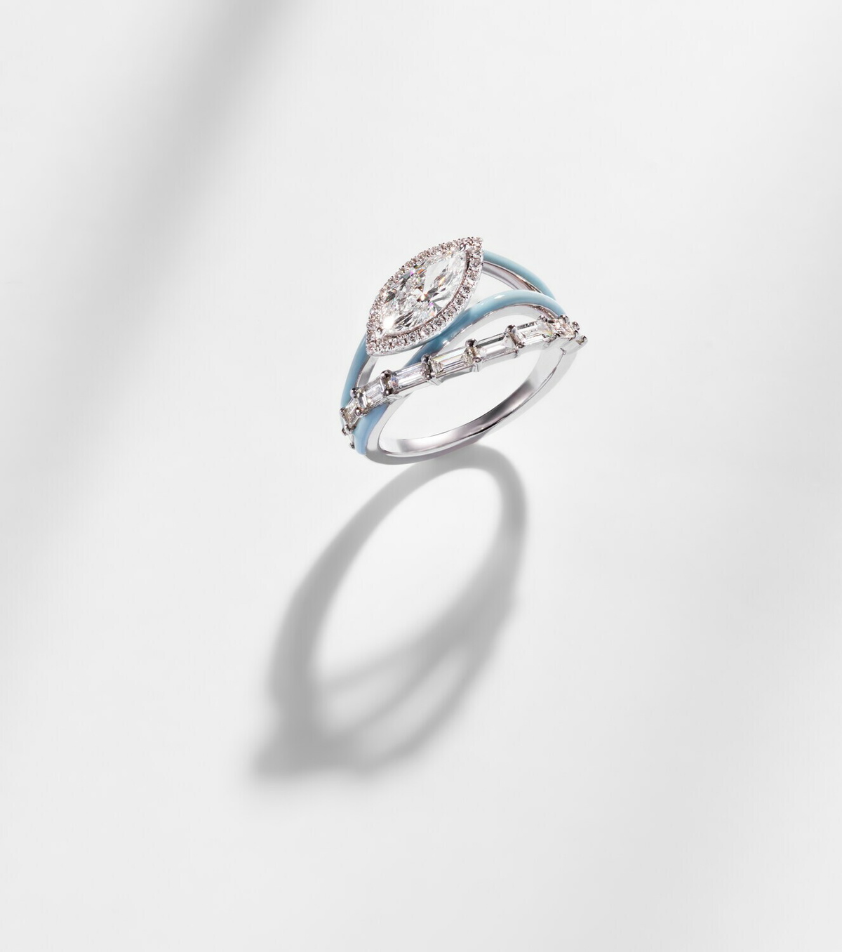 Kamyen Oasis 18kt white gold ring with diamonds and enamel