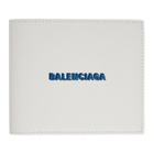 Balenciaga Off-White and Blue Cash Folded Square Wallet