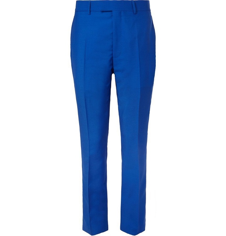 Photo: CALVIN KLEIN 205W39NYC - Slim-Fit Striped Mohair and Wool-Blend Trousers - Men - Blue