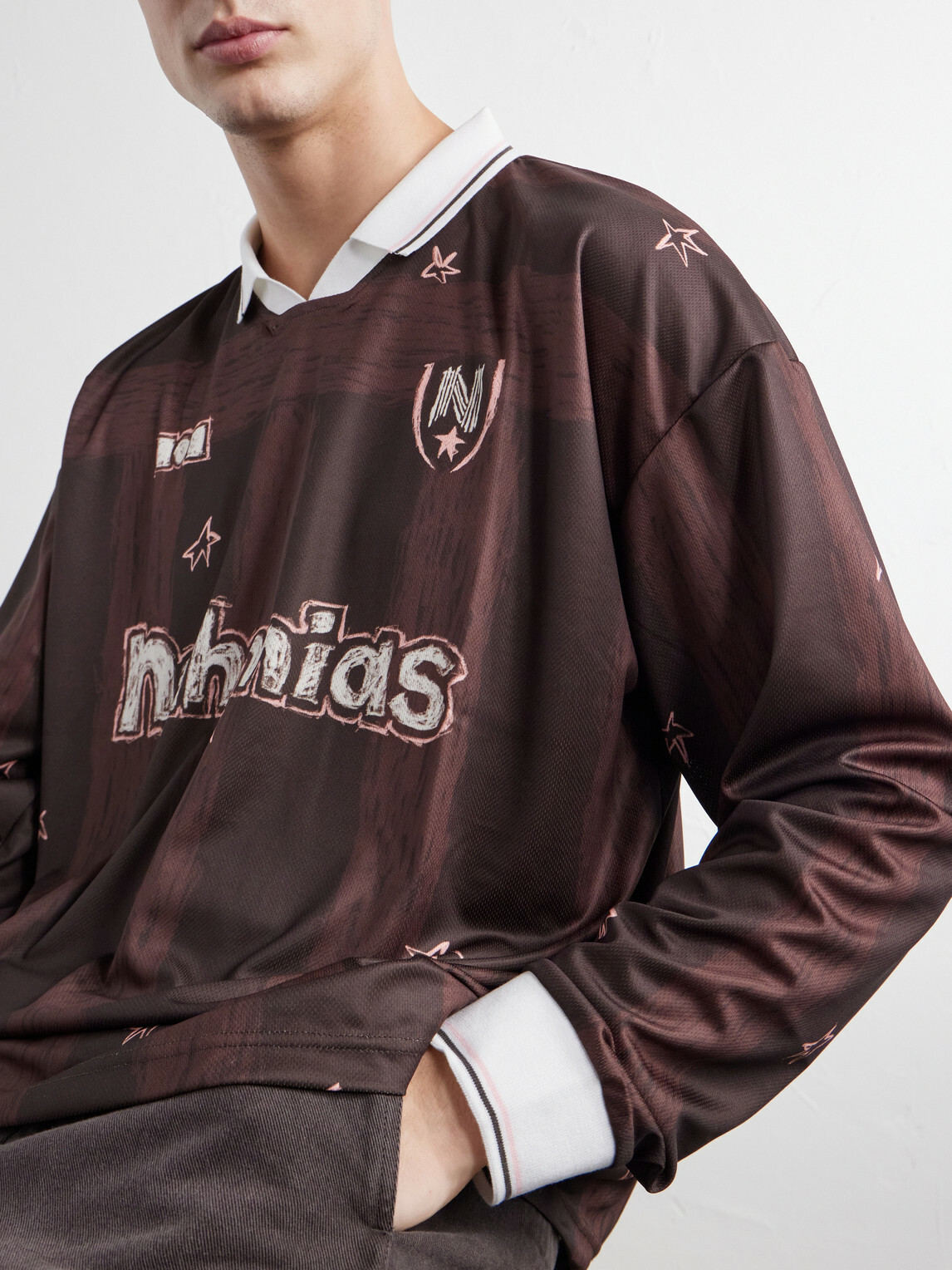 NAHMIAS - Scribble Printed Jersey T-Shirt - Brown