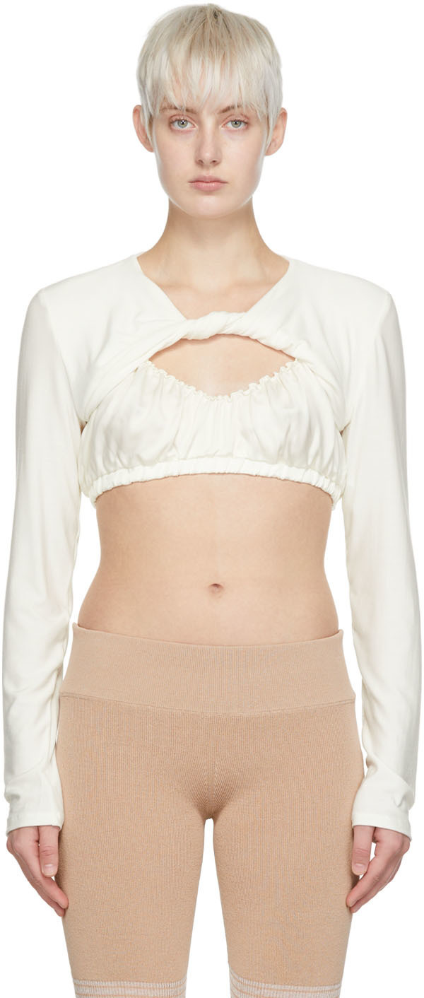 determ; White Rayon Long Sleeve T-shirt