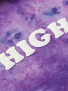 CAMP HIGH - Counselor Logo-Print Tie-Dyed Loopback Cotton-Jersey Hoodie - Purple