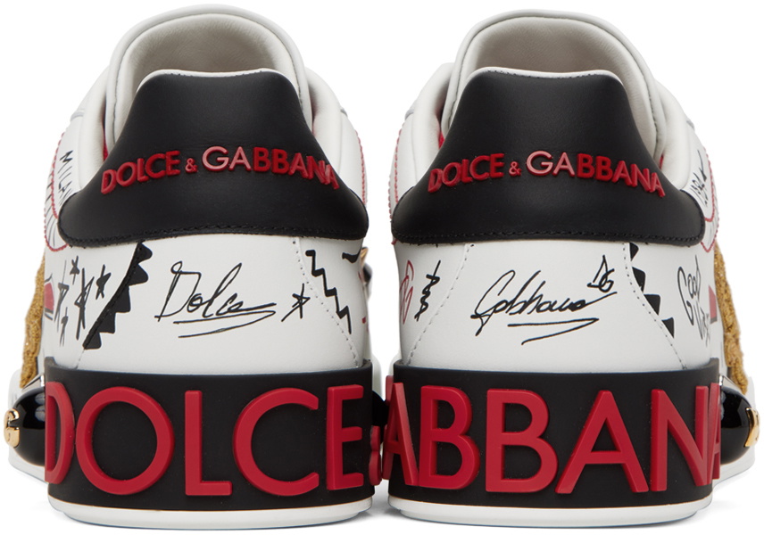 【関税＆送料込み】Dolce & Gabbana Sneaker With Embroidery Calfskin Portofino sneakers with embroidery and studs in