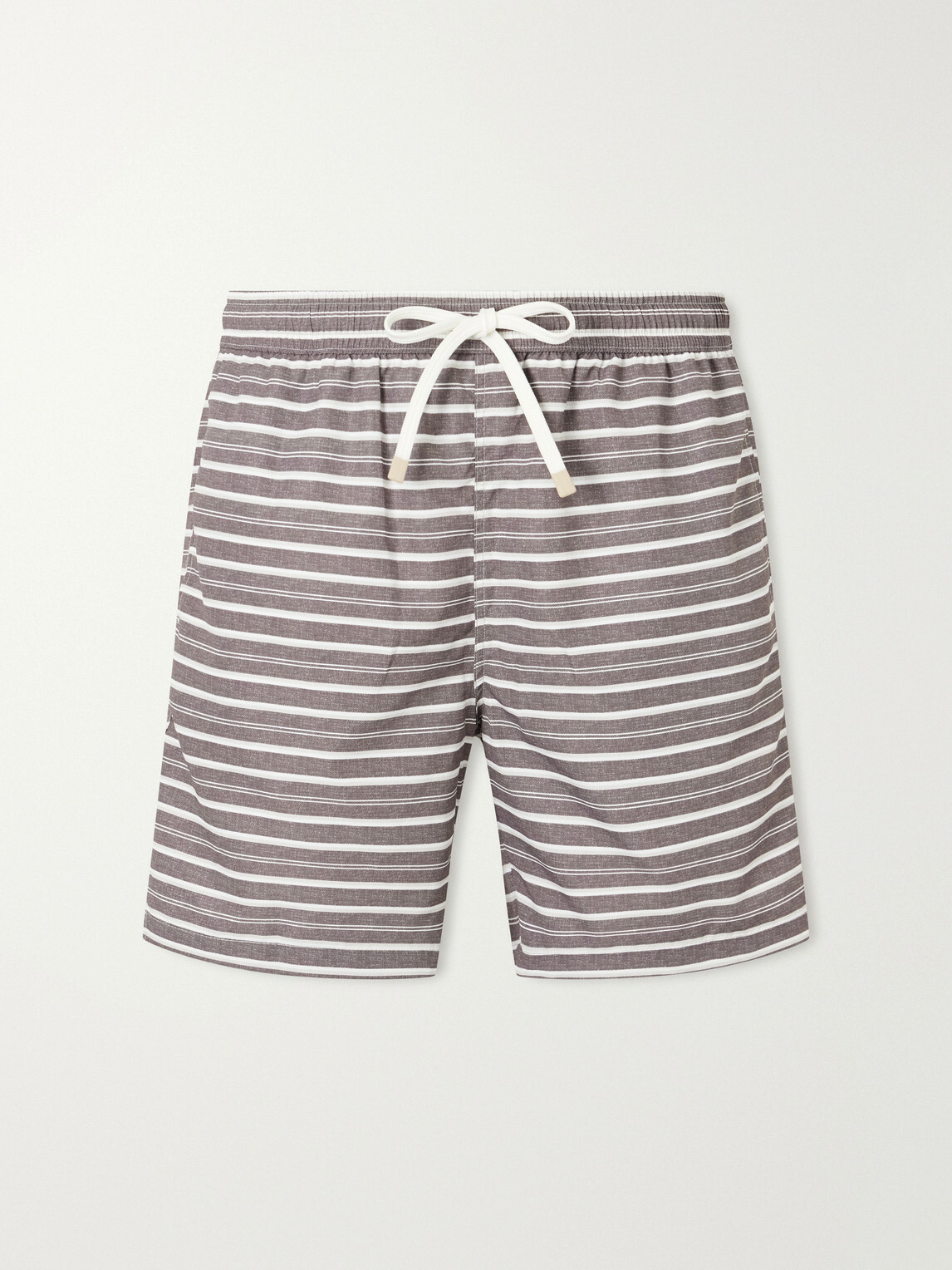 Eleventy - Straight-Leg Striped Swim Shorts - Brown