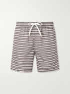Eleventy - Straight-Leg Striped Swim Shorts - Brown