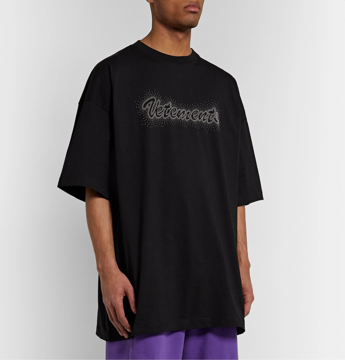 Vetements - Bling Bling Oversized Logo-Studded Cotton-Jersey T-Shirt -  Black Vetements