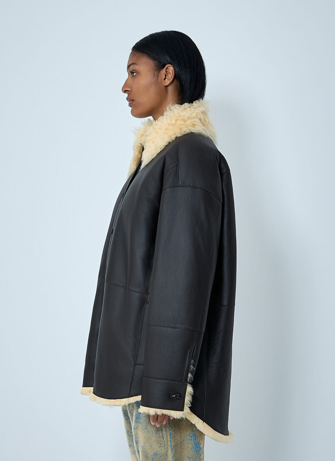 Acne Studios Shearling-Collar Leather Jacket