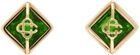 Casablanca Gold & Green Crystal Monogram Earrings