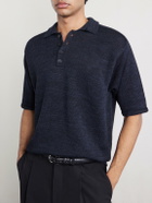 Inis Meáin - Knitted Linen Polo Shirt - Black