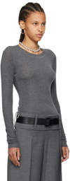 Fax Copy Express Gray 'The Round Neck' Long Sleeve T-Shirt