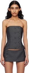 Fancì Club Gray Starling Button Corset Top