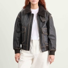 DUNST Women's Shearling Collar Leather Jacket in Brushed Brown