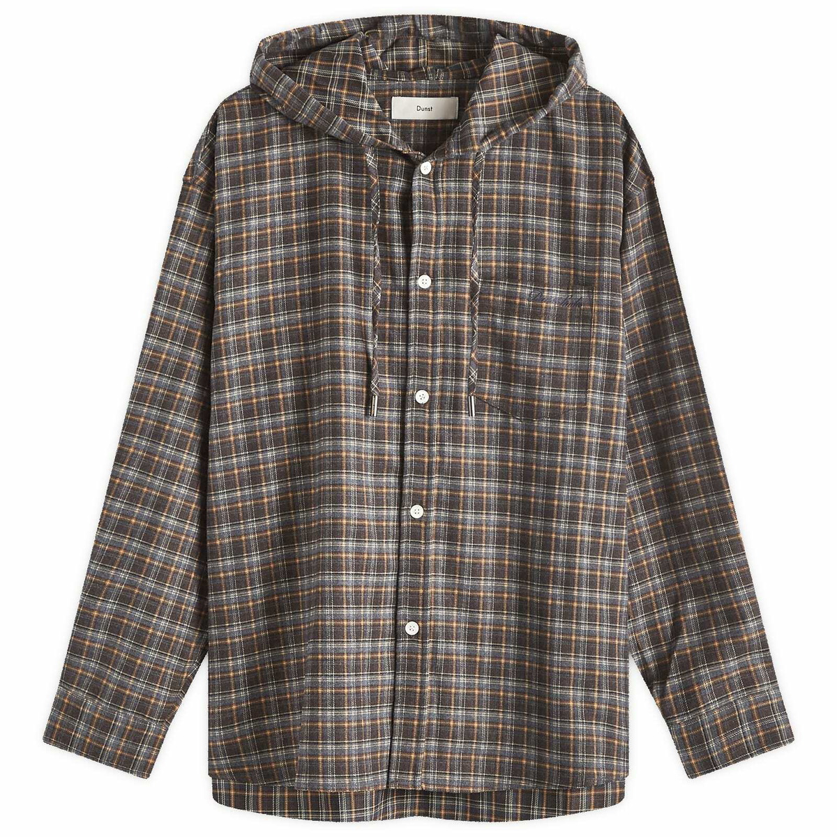 DUNST Women's Unisex Hooded Shirt in Blue Check Dunst