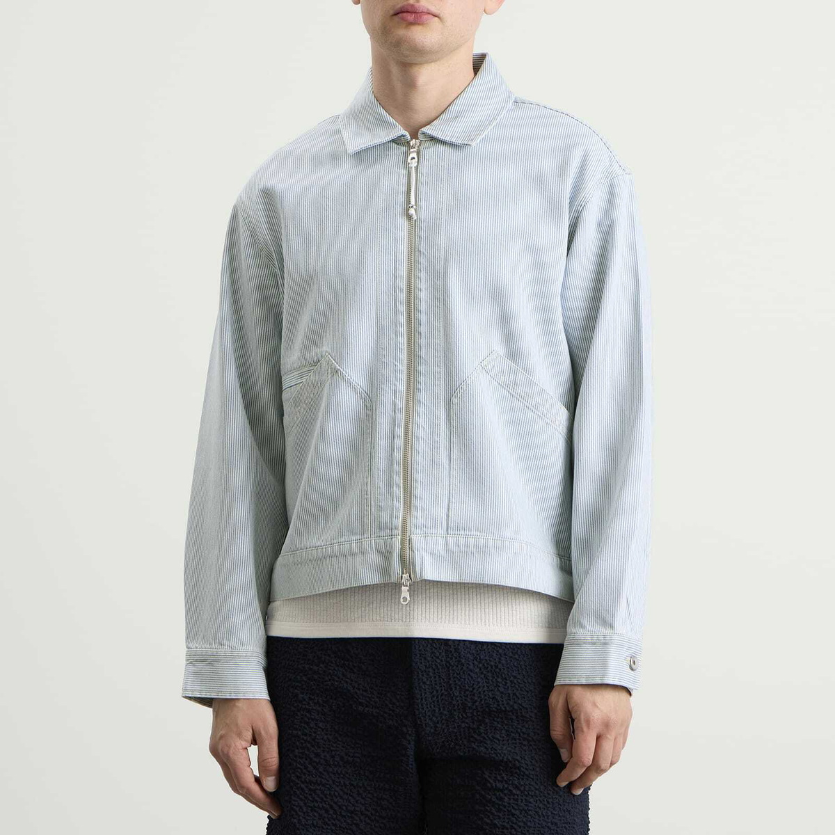 Folk Men's Mechanic Jacket in Pale Ticking Stripe