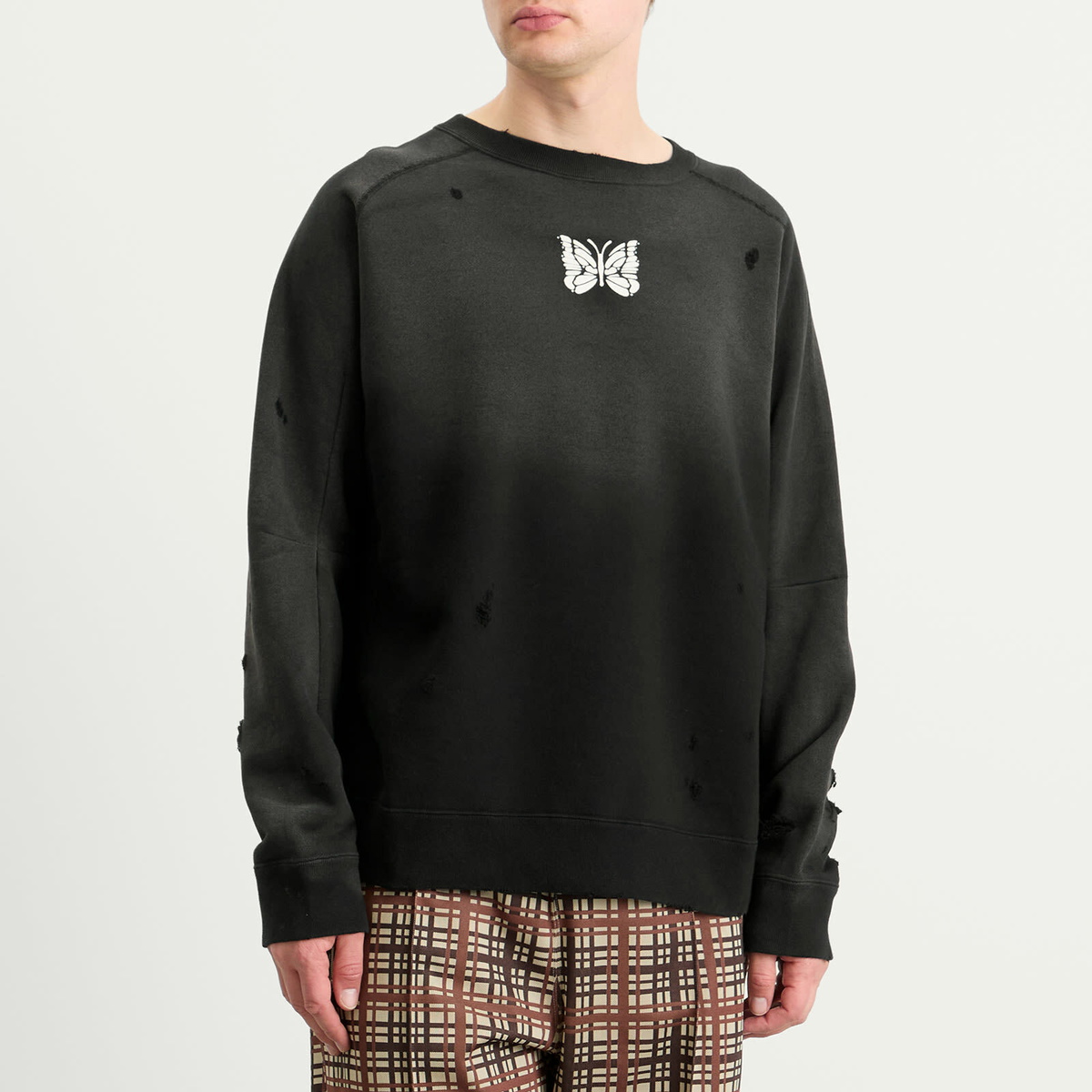 Needles Men's Deconstructed Crew Neck Sweatshirt in Black