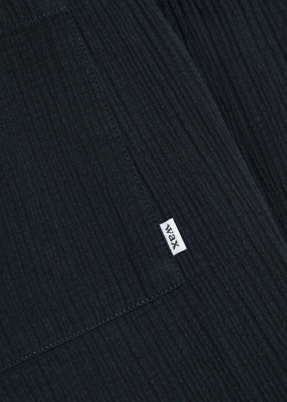 Wax London Kurt Crinkled Cotton and Linen-blend Shorts Navy