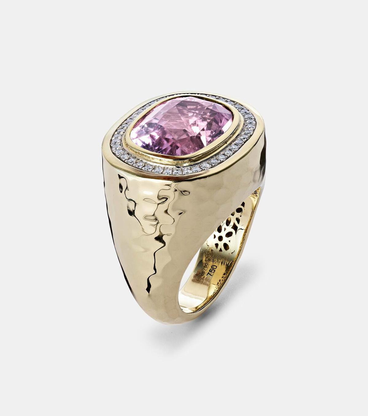 Octavia Elizabeth Blushing 18kt gold ring with tourmaline and diamonds