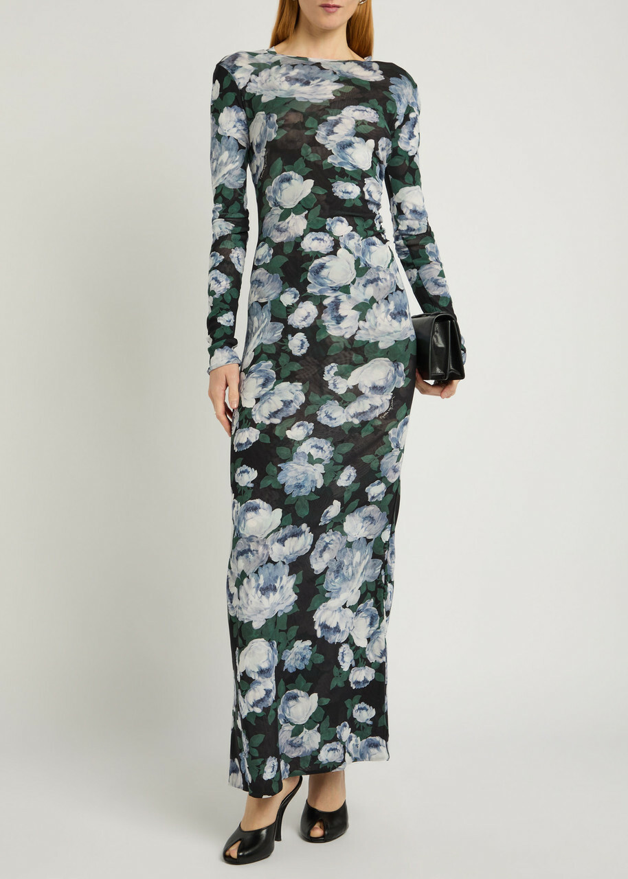 Stella Mccartney Bunch of Roses Floral-print Mesh Maxi Dress Multicoloured 1