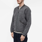 Universal Works Men's Wool Fleece Zip Bomber Jacket in Grey Marl