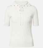 Max Mara Ribbed-knit lace-up top