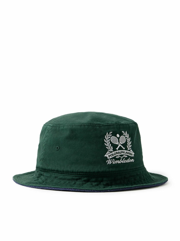 Photo: Polo Ralph Lauren - Wimbledon Reversible Logo-Embroidered Cotton-Twill and Terry Bucket Hat - Green