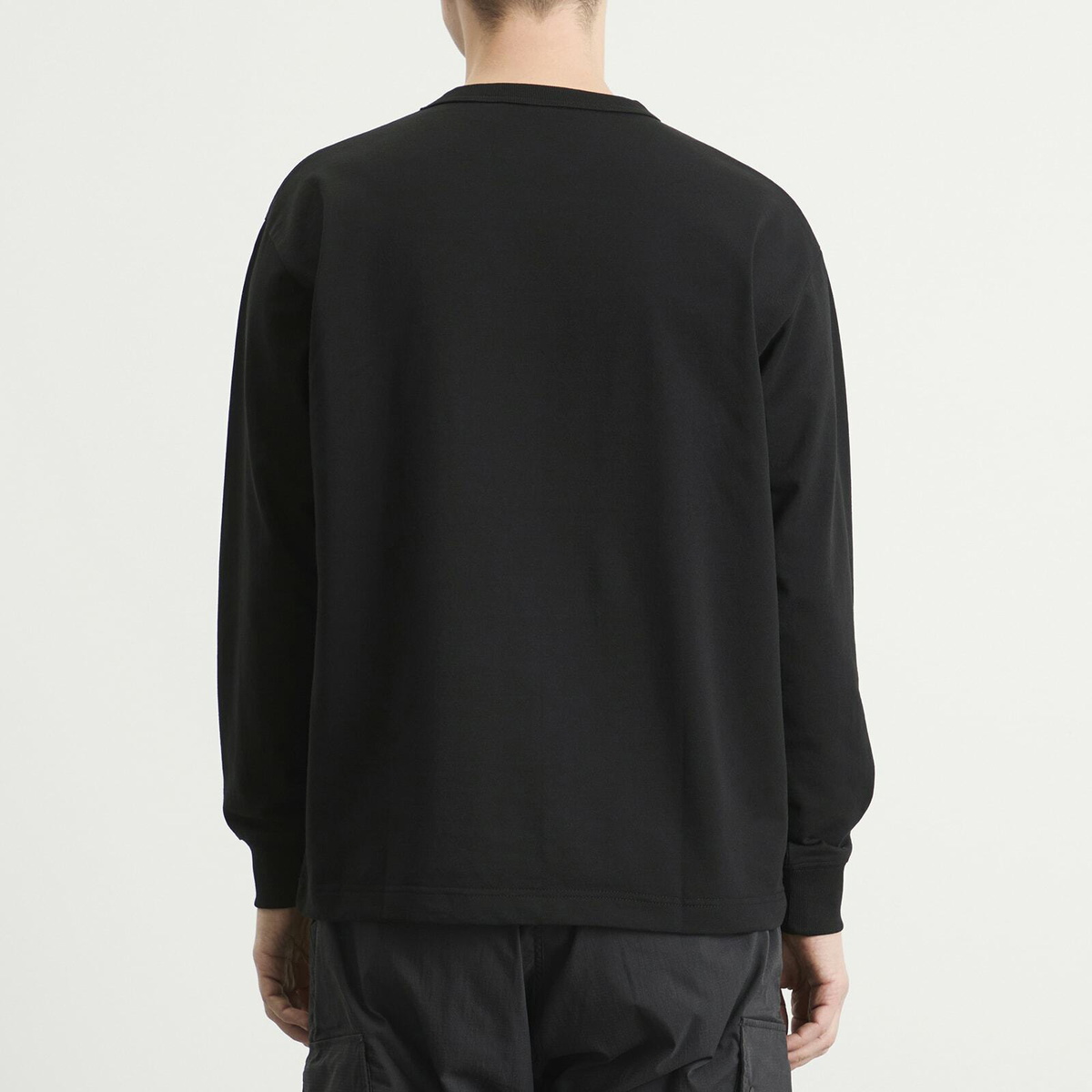 NANGA Men's Eco Hybrid Box Logo Long Sleeve T-Shirt in Black