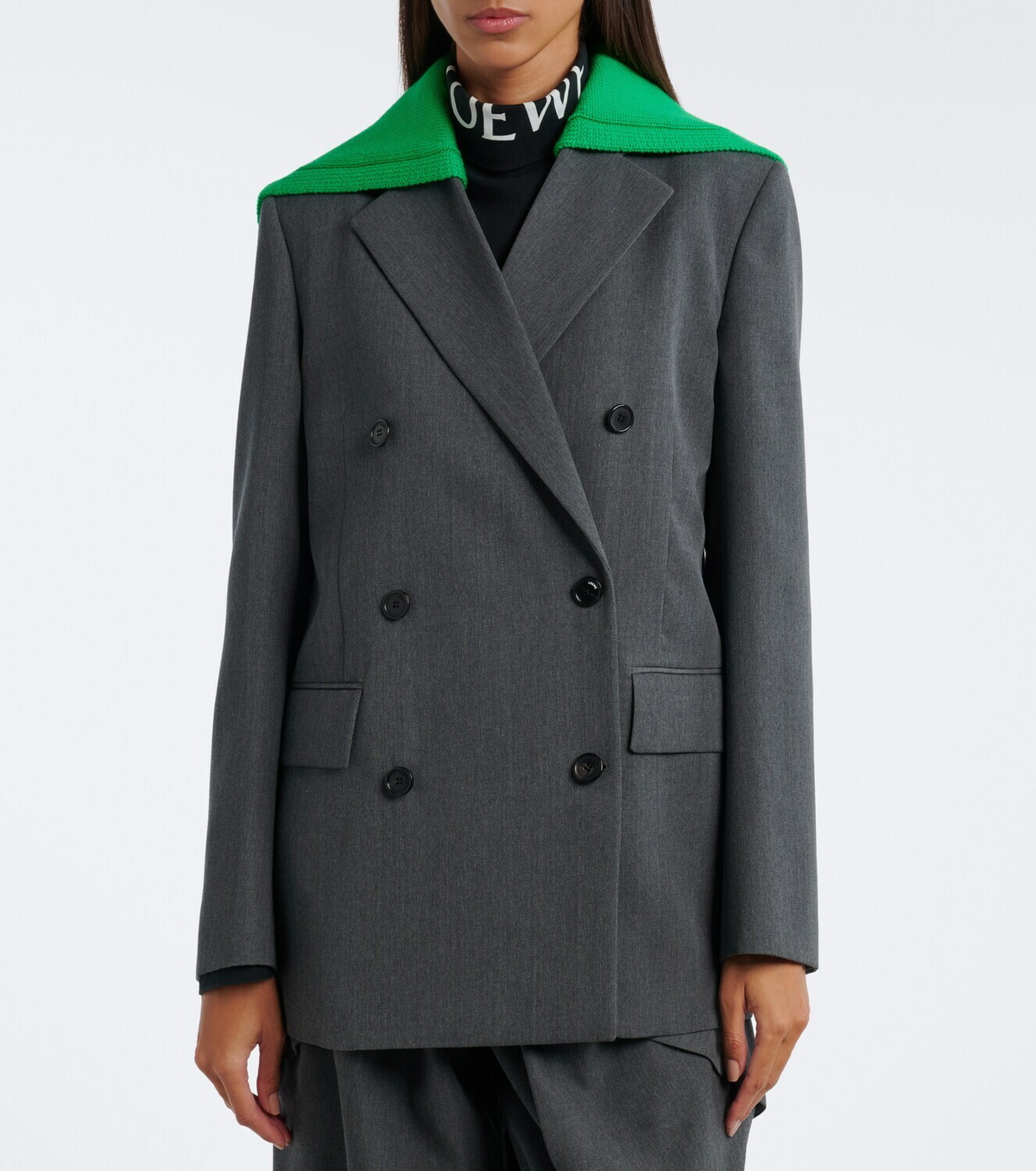 Loewe Paneled double-breasted wool blazer