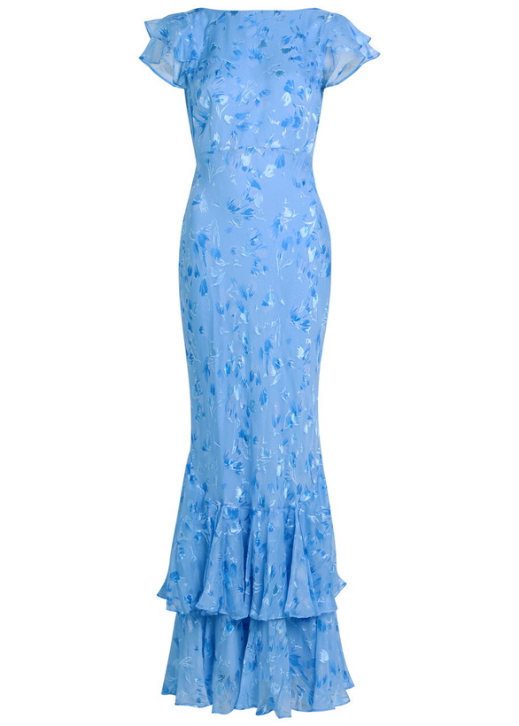 Photo: Rixo Ordinia Devoré Silk-blend Maxi Dress Blue