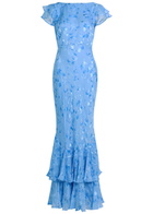Rixo Ordinia Devoré Silk-blend Maxi Dress Blue
