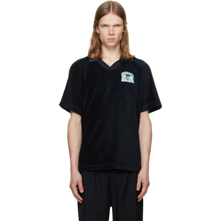 Photo: Casablanca Black Towelling Polo