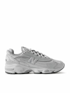 New Balance - M1000 Embroidered Faux Leather and Mesh Sneakers - Silver