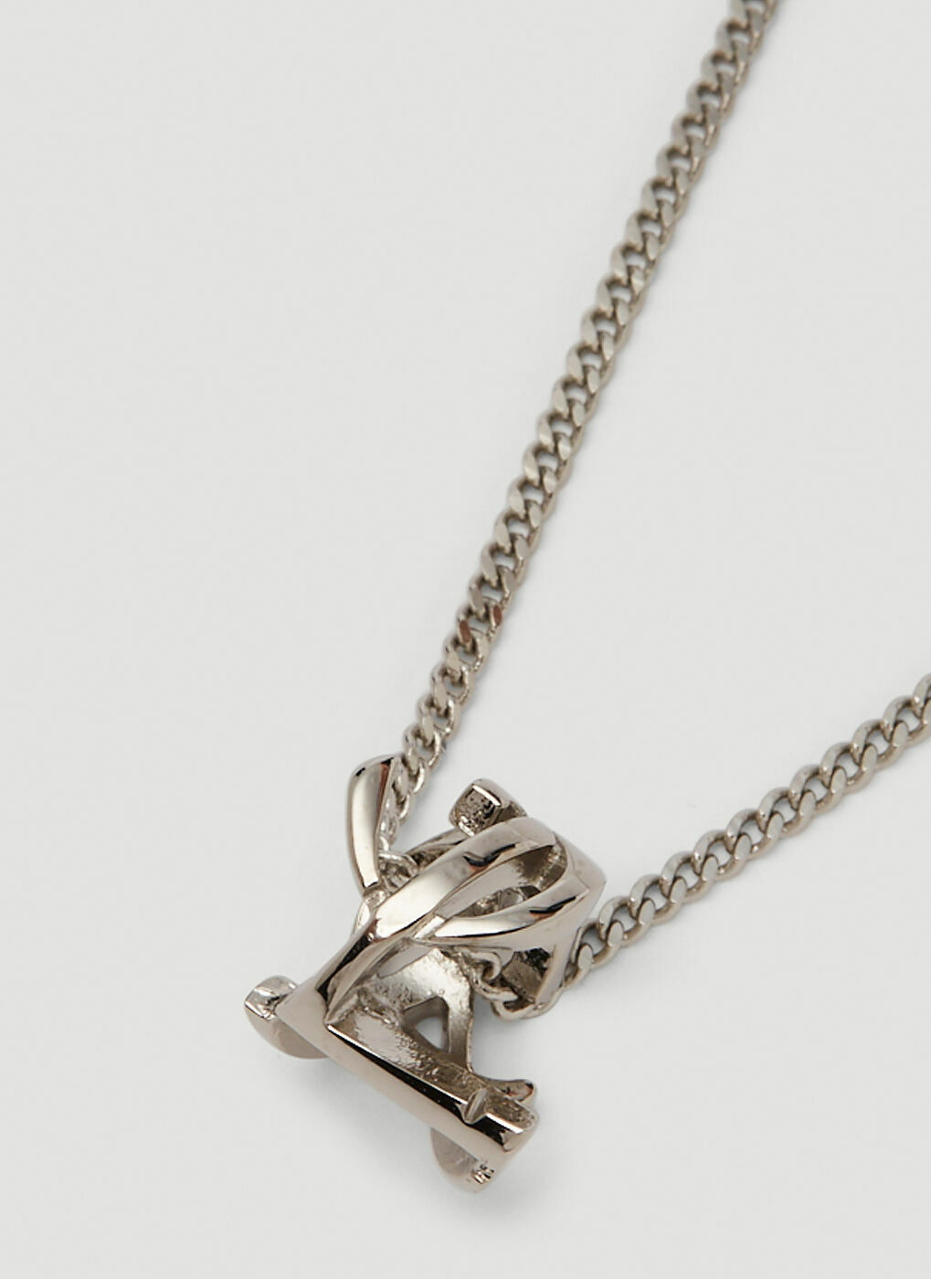 Louis Vuitton LV Snake Pendant Necklace Aged Silver