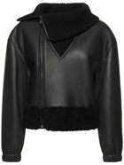 FERRARI - Leather Shearling Jacket W/ Collar