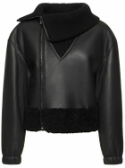 FERRARI - Leather Shearling Jacket W/ Collar