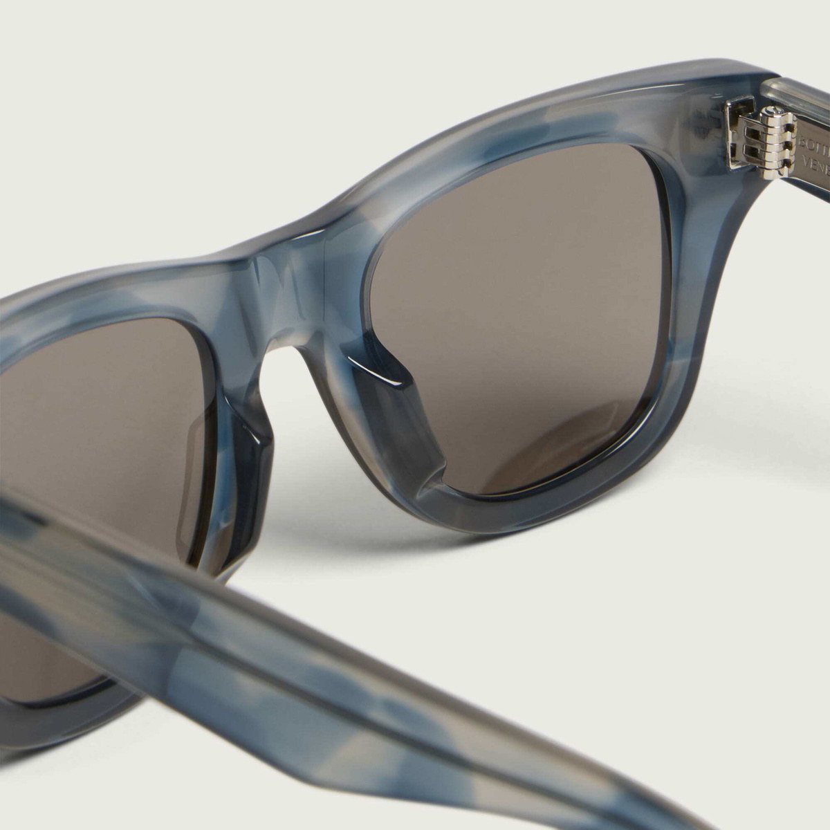 Bottega Veneta Eyewear Men's Bottega Veneta BV1486S Bold Ribbon Stud Sunglasses in Blue/Brown