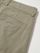 Mr P. - Tapered Cropped Garment-Dyed Organic Cotton-Twill Trousers - Green