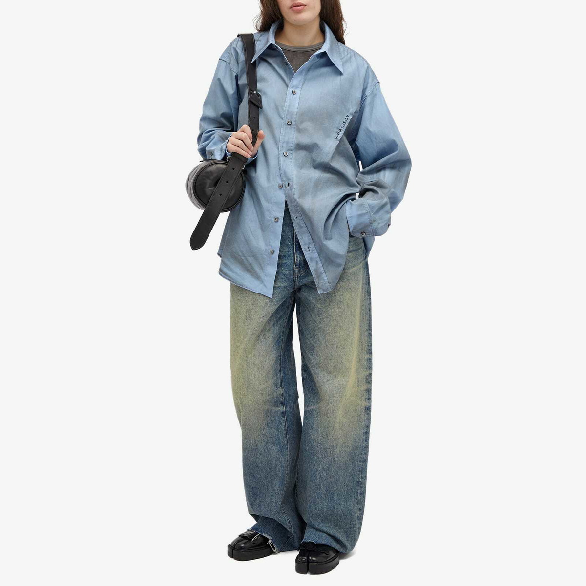 Y/Project Women's Spray Pinched Logo Shirt in Grey