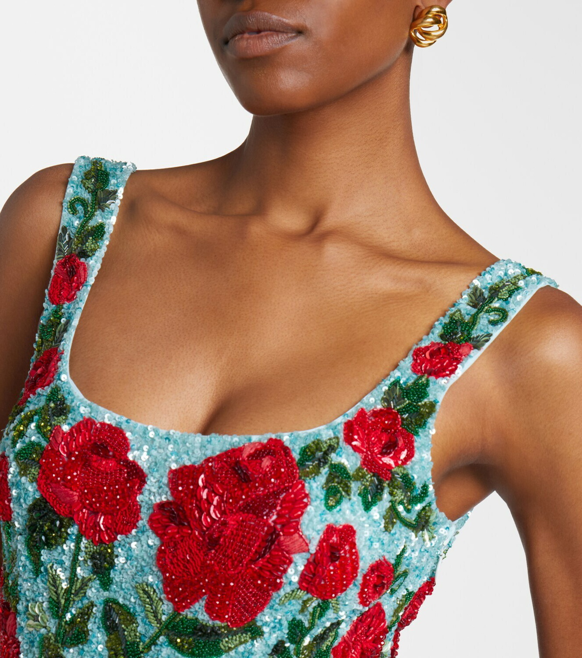 Là Fuori Crimson Rose sequined minidress