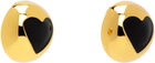 Moschino Gold & Black Heart Buttons Clip-On Earrings