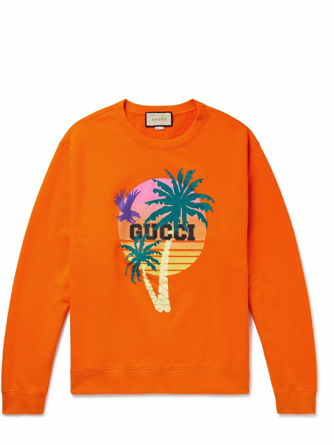 GUCCI - Love Parade Printed Cotton-Jersey - Orange Gucci